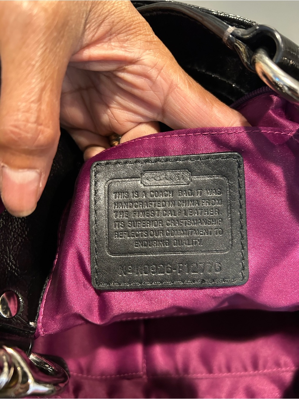 Coach Black Patent Leather Shoulder Bag with Silver Hardware - Picture 9 of 12